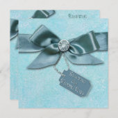 結婚誓約更新招待状 - 青/リボン 招待状 (正面/裏面)