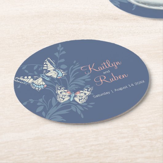 結婚象眼の蝶 ラウンドペーパーコースター (アングル)