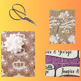 結婚贈り物の包みパーソナライズされた ラッピングペーパーシート