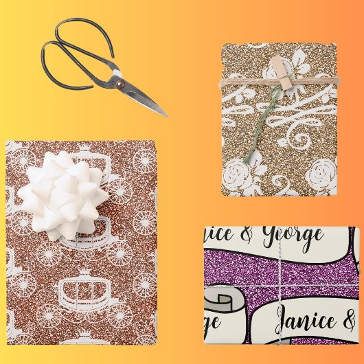 結婚贈り物の包みパーソナライズされた ラッピングペーパーシート