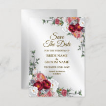 結婚赤カラフル白フローラ銀エレガント