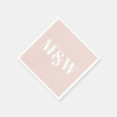 結婚赤面ピンク単像カスタムイニシャル紙 スタンダードカクテルナプキン (角)