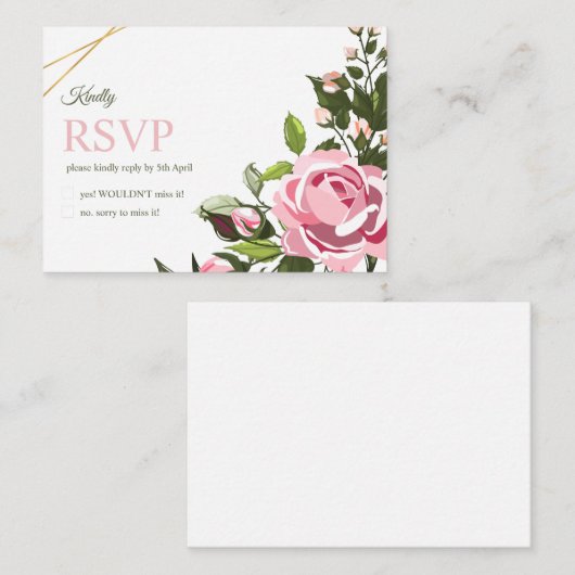 結婚返信ハガキ フローラルグリーナリー ウェディングRSVP ノートカード (正面/裏面)
