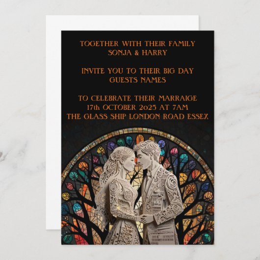 結婚連パーソナライズされた対 招待状 (正面/裏面)