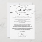 結婚週末のご案内予定表 ブラック スクリプト 招待状 (正面)