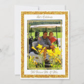 結婚週末のアクティビティのゴルフ金ゴールドグリッター写真 招待状 (裏面)