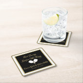 結婚週末のアクティビティPickleball金ゴールド&ホワイト スクエアペーパーコースター (インサイチュ)