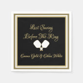 結婚週末のアクティビティPickleball金ゴールド&ホワイト スタンダードカクテルナプキン (正面)