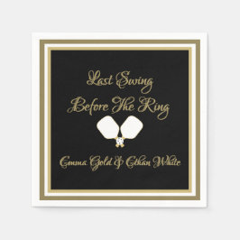 結婚週末のアクティビティPickleball金ゴールド&ホワイト スタンダードカクテルナプキン