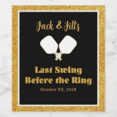 結婚週末のアクティビティPickleball金ゴールド&ホワイト ワインラベル (シングルラベル)