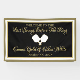 結婚週末のアクティビティPickleball金ゴールド&ホワイト 横断幕