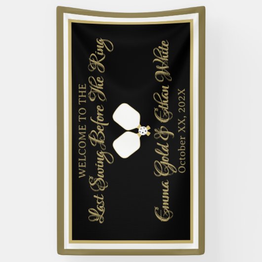 結婚週末のアクティビティPickleball金ゴールド&ホワイト 横断幕 (縦)