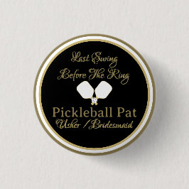 結婚週末のアクティビティPickleball金ゴールド&ホワイト 缶バッジ