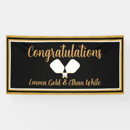 結婚週末のアクティビティPickleball Black & 金ゴールド 横断幕