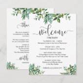 結婚週末のグリーンイラストウェルカムカード エンクロージャーカード (正面/裏面)