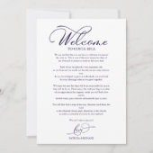 結婚週末の予定 エレガントなスクリプトでの歓迎メッセージ 招待状 (正面)