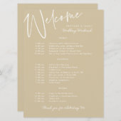 結婚週末の旅程金ゴールドウェルカムカード 招待状 (正面/裏面)