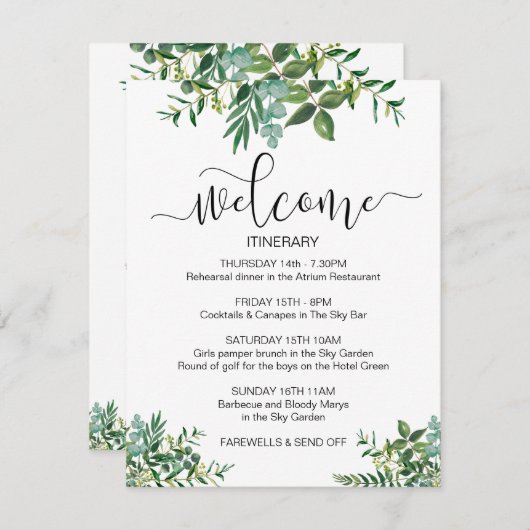 結婚週末の緑のイラストレーションへようこそ エンクロージャーカード