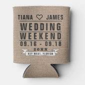 結婚週末タイポグラフィ | Burlapスタイル 缶クーラー (正面)