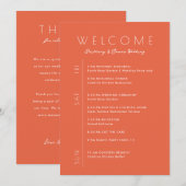結婚週末ミニマルな行程表 ウェルカムカード 招待状 (正面/裏面)