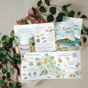 結婚週末   ハワイ，オアフ 三つ折り招待状