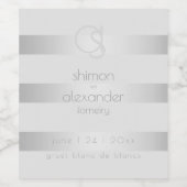 結婚酒 | 発光シルバーストライプモノグラム ワインラベル (シングルラベル)