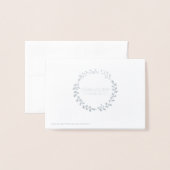 結婚銀葉の文字とイニシャルカスタム 箔カード (裏面封筒付き)