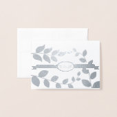 結婚銀葉の文字とイニシャルカスタム 箔カード (封筒付き正面)