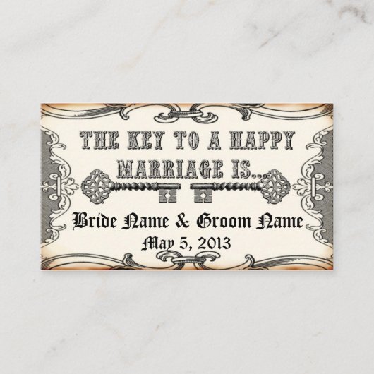 結婚鍵日付の保存アドバイス名刺 アドバイスカード (正面)