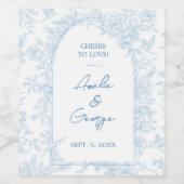 結婚青と白のトワフランスのイル ワインラベル (シングルラベル)