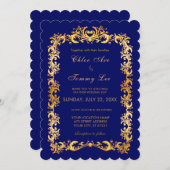 結婚青金ゴールド招待状 招待状 (正面/裏面)