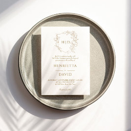 結婚頂植物性金ゴールドシンプルエレガント 招待状