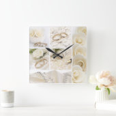 結婚飾り スクエア壁時計 (ホーム)