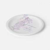 結婚鳥類ピンクカスタム紙プレート ペーパープレート (アングル)