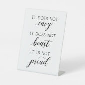 結婚'1コリント13:4-8 Verse'それは行わない 台座サイン (正面)