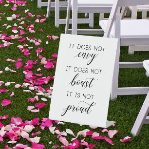 結婚'1コリント13:4-8 Verse'それは行わない 台座サイン