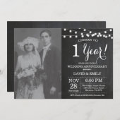 結婚1周年チョークボード写真 招待状 (正面/裏面)