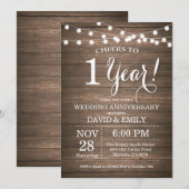 結婚1周年招待状　ラスティックウッド 招待状 (正面/裏面)