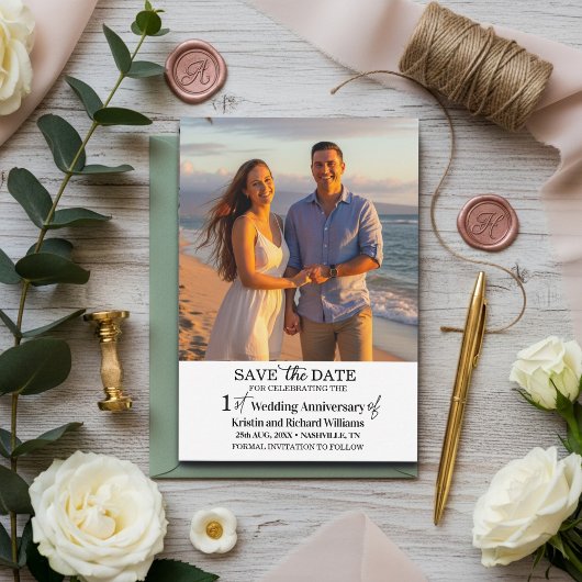 結婚1周年記念のSave the Date 写真 ノートカード