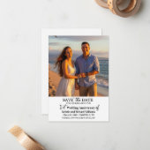 結婚1周年記念のSave the Date 写真 ノートカード (正面/裏面インサイチュ)