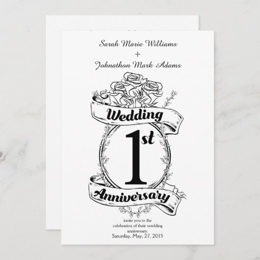 結婚1周年記念品 招待状 (正面/裏面)