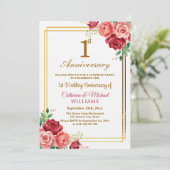 結婚1周年記念 ゴールドフレーム サプライズパーティー 招待状 (スタンド正面)
