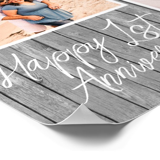 結婚1周年記念 2枚の写真の コラージュ ポスター (角)