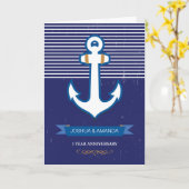 結婚1周年 お名前カスタマイズ ネイビー カード (黄色い花)