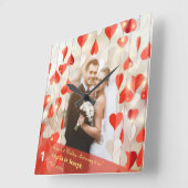 結婚1周年 ハートのカーテン ウォールクロック (傾斜)