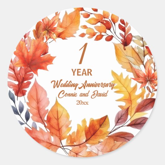 結婚1周年 秋の花  ラウンドシール (正面)
