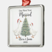 結婚1年目のオリジナルガチョウクリスマス メタルオーナメント (左)