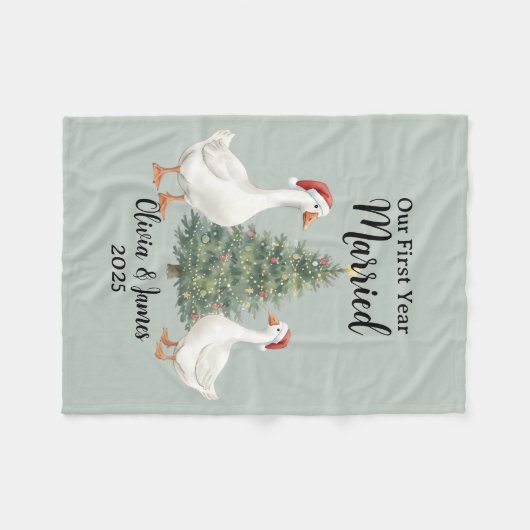 結婚1年目のオリジナルグースクリスマス フリースブランケット (正面(横))