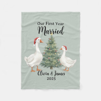 結婚1年目のオリジナルグースクリスマス フリースブランケット
