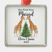 結婚1年目のオリジナルグースクリスマス メタルオーナメント (正面)